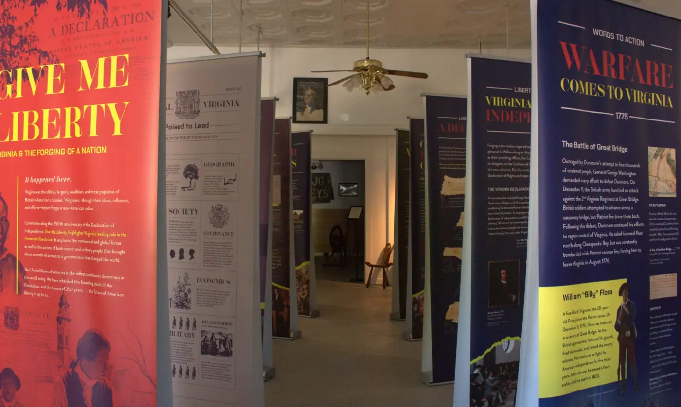Exhibit panels inside the Mathews Museum
