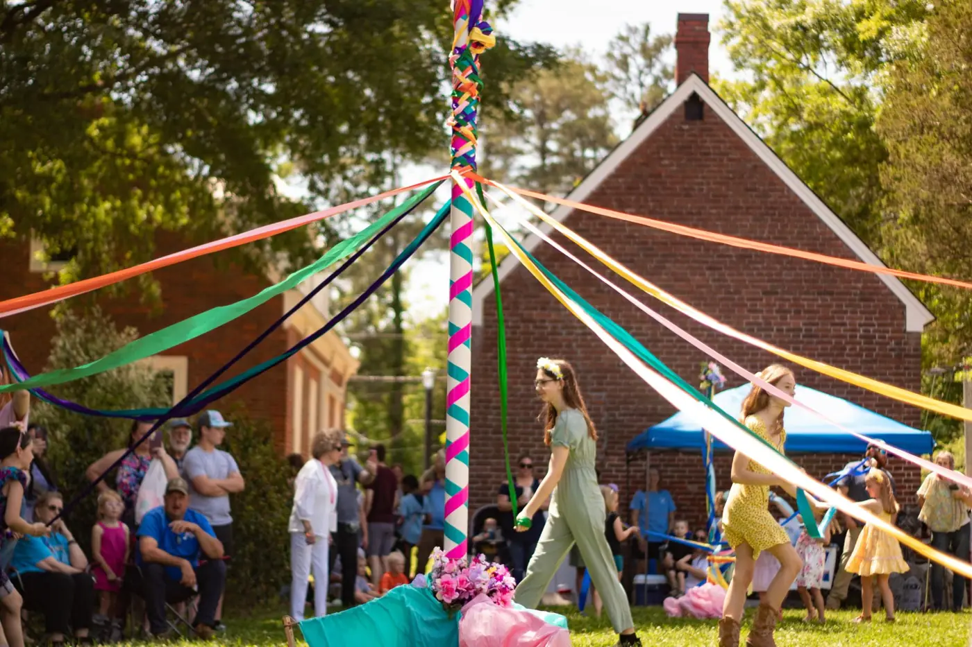 Dancing around the May pole on Court Green